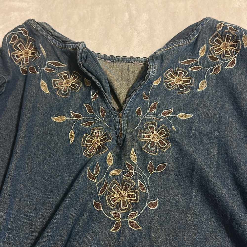 Embroidered Denim Top - Picture 3 of 3
